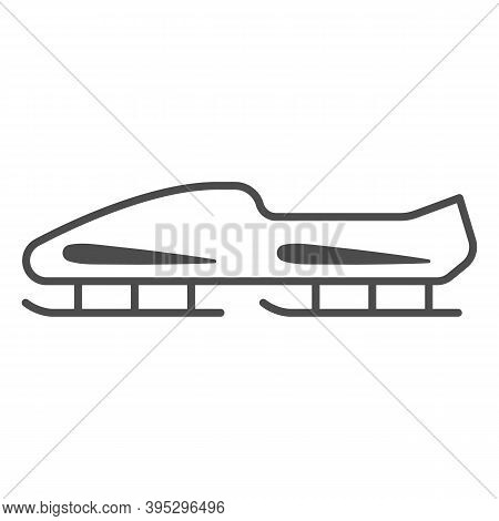 Bobsleigh Sled Thin Line Icon, Winter Sport Concept, Bobsled Sign On White Background, Bobsleigh Ico