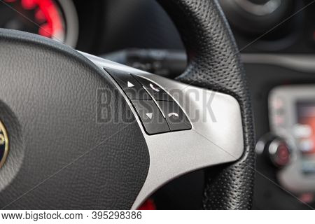 Novosibirsk, Russia - November 16, 2020: Alfa Romeo Mito, Vehicle Interior Of A Modern Car With Voic
