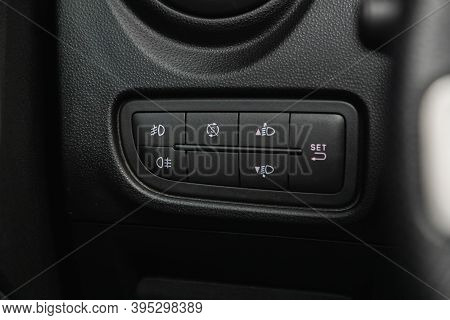 Novosibirsk, Russia - November 16, 2020: Alfa Romeo Mito, Close-up On The Headlight Switch Control B