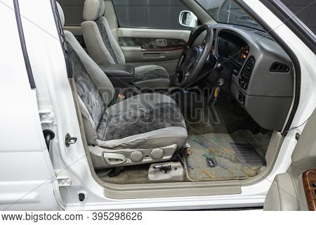 Novosibirsk, Russia - November 16, 2020: Nissan Terrano, Luxurious Car Interior - Steering Wheel, Sh