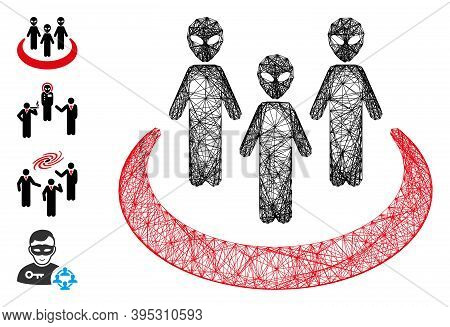 Vector Wire Frame Alien Community. Geometric Wire Frame 2d Net Based On Alien Community Icon, Design