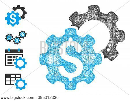 Vector Net Bank Settings. Geometric Hatched Frame 2d Net Generated With Bank Settings Icon, Designed