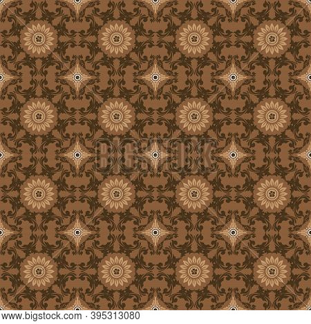 Abstrack Pattern On Parang Batik With Smooth Brown Color Design.