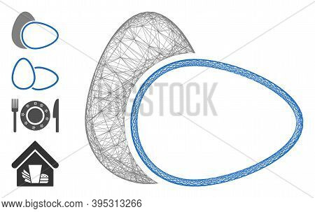 Vector Net Boiled Eggs. Geometric Wire Carcass 2d Net Generated With Boiled Eggs Icon, Designed With