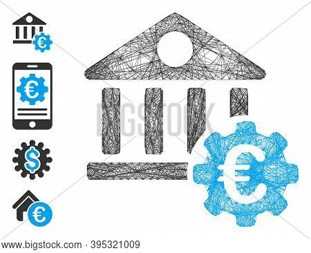 Vector Net Euro Bank Building Options. Geometric Linear Carcass 2d Net Generated With Euro Bank Buil