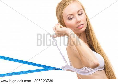 Woman Wearing Too Big Bra, Loose Band