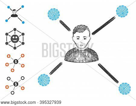 Vector Wire Frame Man Links. Geometric Wire Frame 2d Network Based On Man Links Icon, Designed From 