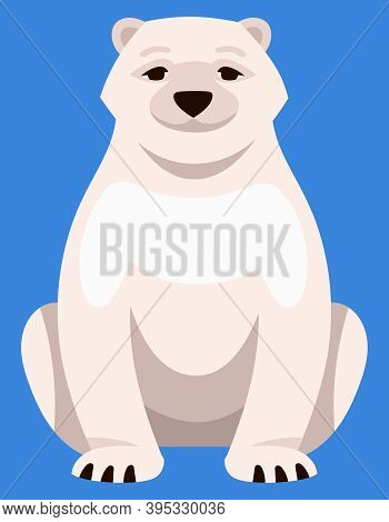 Polar Bear Front View. Arctic Animal In Cartoon Style.