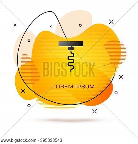 Black Wine Corkscrew Icon Isolated On White Background. Abstract Banner With Liquid Shapes. Vector