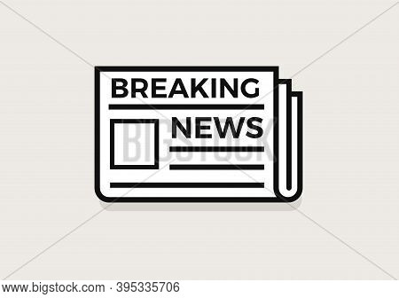 Newspaper Line Icon, Folded Document Logo, Breaking News App, Simple Logo. Press Pages Flat Minimal 