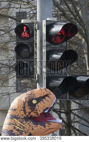 Pedestrian Traffic Light On The Street