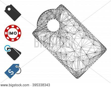 Vector Wire Frame Tag. Geometric Wire Frame Flat Network Based On Tag Icon, Designed From Crossing L