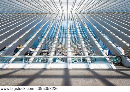 LIEGE, BELGIUM - February 24, 2018: Railway station Liege-Guillemins