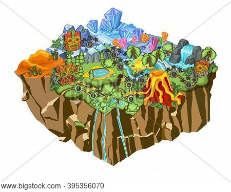 Set Of Level Maps Assets. Gui Map Screen. Forest , Winter, Summer. Forest Game Elements. Game Map Fo