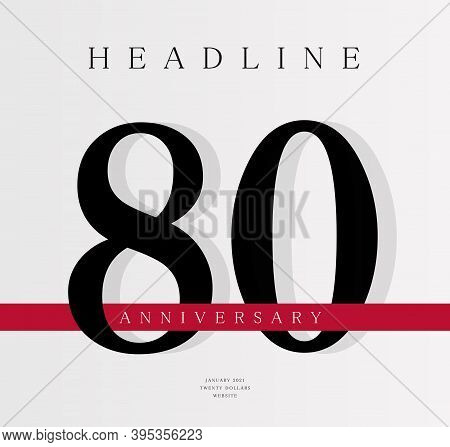 80th Anniversary Banner Template, Journal Cover Design Template, Eightieth Jubilee Release, Business