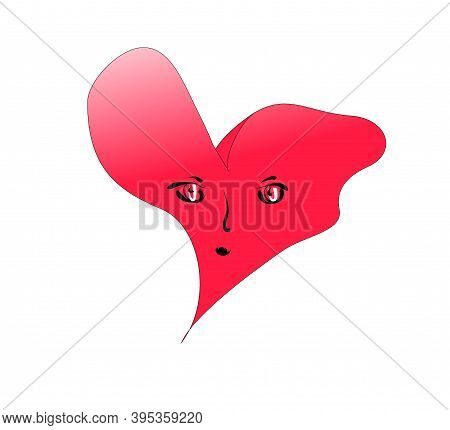 Curly Asymmetrical Heart With A Painted Face