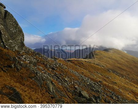 Stunning Views Of The Remote Scottish West Highland Scenery From The Mountain Of Sgurr A' Mhaoraich 