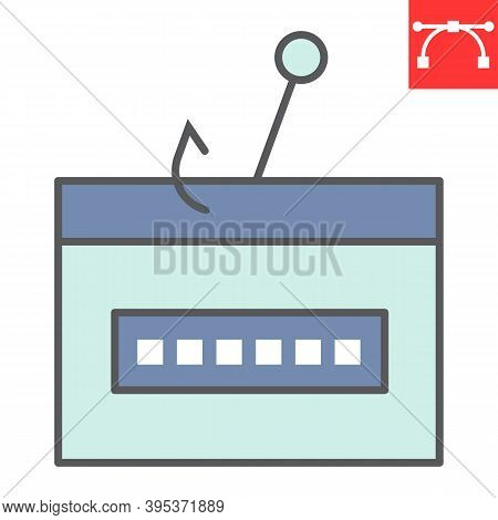 Password Phishing Color Line Icon, Security And Theft, Hacker Attack Sign Vector Graphics, Editable 