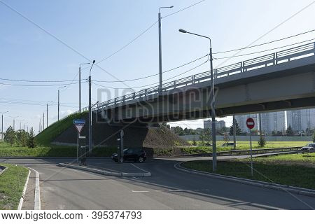Car Overpass In The City Center. Overpass For Traffic.