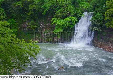 Makhuntseti Waterfall At Spring In South Western Georgia