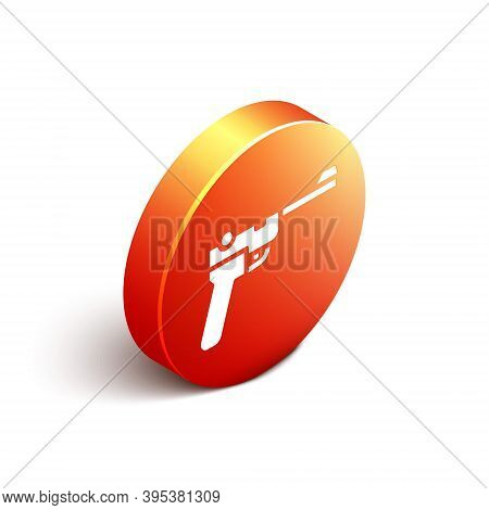 Isometric Mauser Gun Icon Isolated On White Background. Mauser C96 Is A Semi-automatic Pistol. Orang