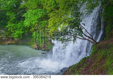 Makhuntseti Waterfall At Spring In South Western Georgia