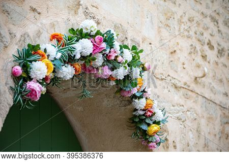 Old Buildings And Narrow Streets In Medieval Town Villeneuve Les Avignon In Summer, Tourism In Franc