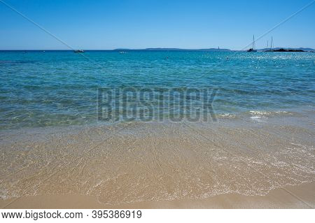 Summer Vacation On French Riviera, Crystal Clear Azure Blue Water Of  Mediterranean Sea, White Sandy