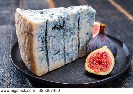 Cheese Collection, Piece Of Italian Blue Cheese Gorgonzola Picante With Blue Mold From North Of Ital