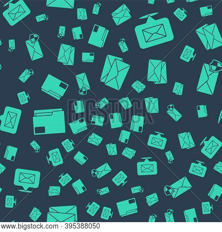 Set Envelope, Speech Bubble With Envelope, Document Folder And Envelope With Shield On Seamless Patt
