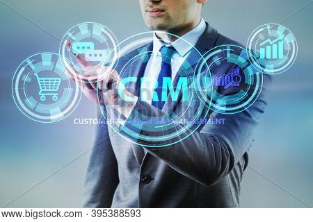 CRM custromer relationship management concept with businessman