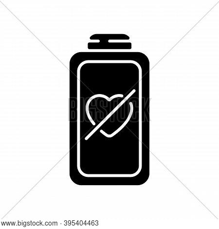 Fully Discharged Battery Black Glyph Icon. Low Percantage On Your Device. Disabled System. Need Cone