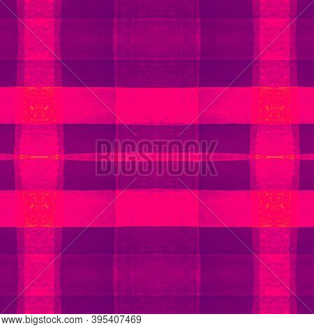Bright Abstract Check Pattern. Watercolour Picnic Blanket. Irish Stripes For Twill Print. Seamless C