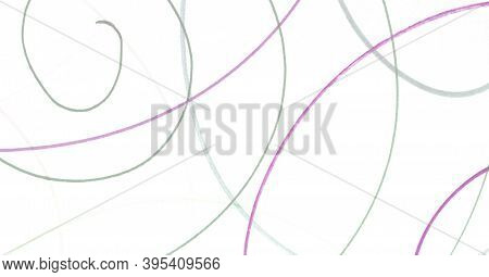 Tangled Scrawl Illustration. Pink Artistic Paint Artwork. Grunge Kids Pattern. Green Entangled Radia
