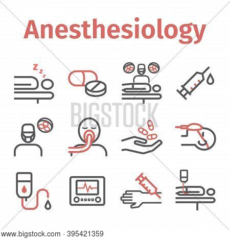 Anesthesia Line Icons. Anaesthetic Department. Health Center. Vector Sign For Web Graphics.