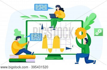 Students Study Economic Statistics Remotely. Online Math Course. Learning Mathematics In Internet, I