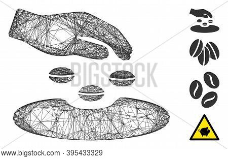 Vector Wire Frame Sow Seeds. Geometric Linear Frame 2d Network Generated With Sow Seeds Icon, Design