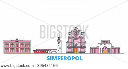 Russia, Simferopol Line Cityscape, Flat Vector. Travel City Landmark, Oultine Illustration, Line Wor