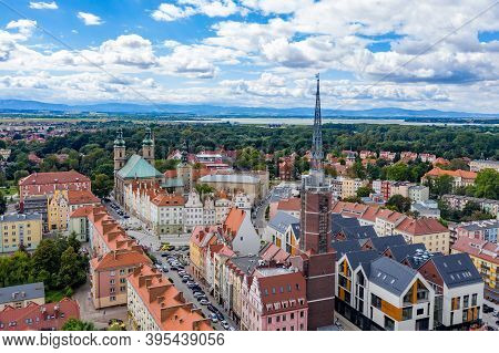 Aerial View Of The Downtown Of Nysa In Poland.