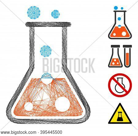 Vector Network Boil Liquid. Geometric Wire Carcass Flat Network Generated With Boil Liquid Icon, Des