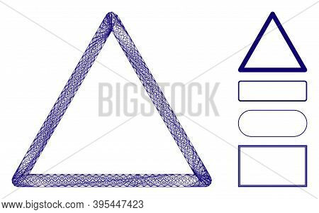 Vector Wire Frame Rounded Triangle Frame. Geometric Wire Frame Flat Net Based On Rounded Triangle Fr
