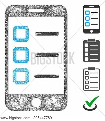Vector Wire Frame Mobile Test. Geometric Linear Frame Flat Net Generated With Mobile Test Icon, Desi