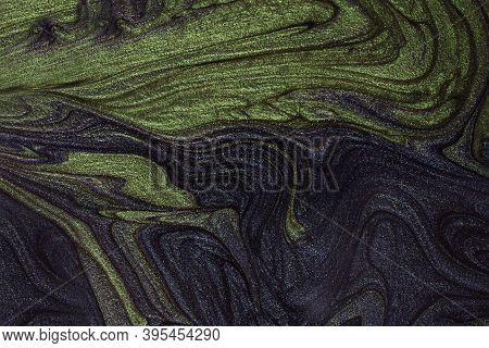 Green And Blue Multichrome Shimmer Abstract Background. Make Up Concept.beautiful Stains Of Liquid N