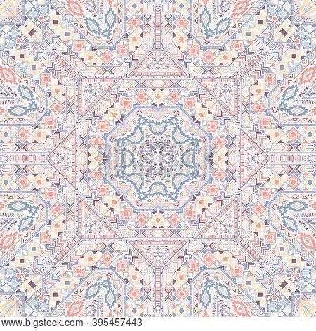Decorative Seamless Ornament With Geometric Elements Structure. Graphic Arabic Design. Packaging Pri