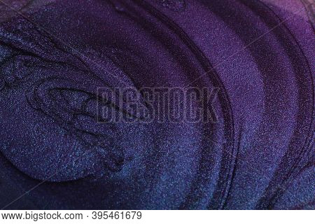Blue Liquid Nail Polish, Abstract Banner With Copy Space.makeup Concept.creative Wave Of Liquid Nail