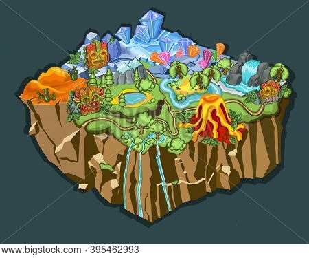 Set Of Level Maps Assets. Gui Map Screen. Forest , Winter, Summer. Forest Game Elements. Game Map Fo