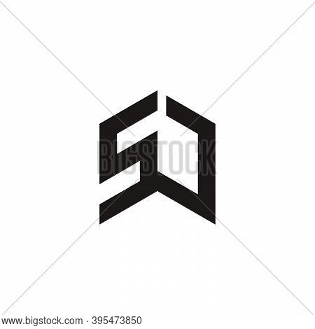 Letter Sj Connected Line Geometric Logo Vector