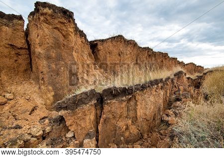 Soil Landslide On Slopes After Degradation Of The Soil Rain Or Underground Water And An Earthquake, 