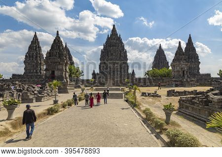 Prambanan, Indonesia - July 17, 2019: Access Area To The Sanctuaries Of The Prambanan Ancient Hindu 