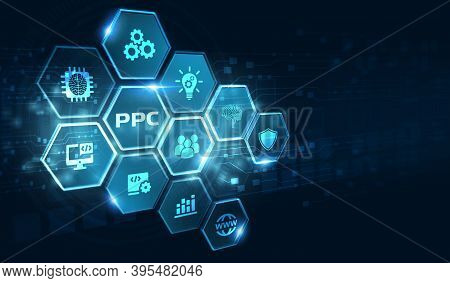 Pay Per Click Payment Technology Digital Marketing Internet Concept Of Virtual Screen. Ppc 3d Illust